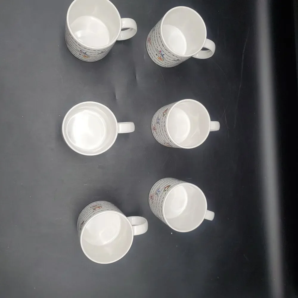 Set of 6 Twelve Days of Christmas Coffee Mugs Holiday Ceramic Cups